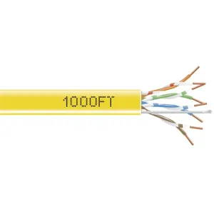 Black Box EYN854A-PB-1000 GigaBase CAT5e 350-MHz Solid Ethernet Bulk Cable - Unshielded (UTP), CMP Plenum, Yellow, 1000-ft. (304.8-m) Pull-Box