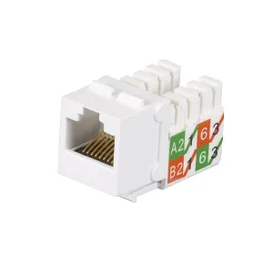 Black Box FMT639-R3 CAT6 Keystone Jack, Unshielded, 110 Punchdown Type, TAA, White