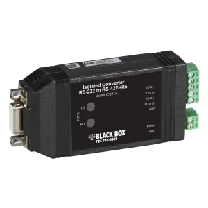 Black Box IC821A Async RS232 to RS422/485 Interface Converter - DB9 to Terminal Block Opto-Isolated