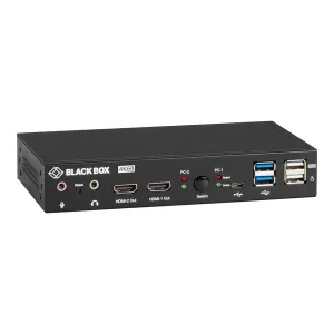 Black Box KVD200-2H KVM Switch, UHD 4K, Dual-Monitor, HDMI/DisplayPort, USB 3.2 Gen 1, USB Type C, Audio, 2-Port