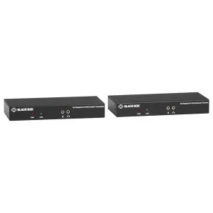 Black Box KVXLCDP-100 KVM Extender Kit over CATx, Single-Monitor, DisplayPort 1.2a 4K30, USB 2.0, Audio, Serial, Local Video Out