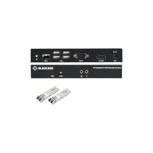 Black Box KVXLCDPF-100-SFPBUN3 KVX Series KVM Extender Kit over Fiber - 4K, DisplayPort, USB 2.0 Hub, Serial, Audio, Local Video