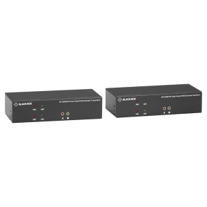 Black Box KVXLCHDPF-200 KVX Series KVM Extender Kit Over Fiber -Dual-Monitor, HDMI/DisplayPort 4K30, USB 2.0, Audio, Serial, Local Video Out, SFP Port