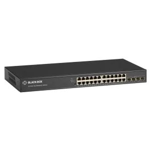 Black Box LGB5028A-R2 Gigabit Ethernet (1000 Mbps) Managed Switch, (24) 10/100/1000 Mbps Copper RJ45, (4) 100/1000 Mbps SFP+, (1) DB9 Console