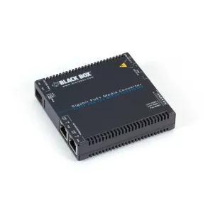 Black Box LGC5210A Gigabit Ethernet (1000 Mbps) PoE+ Media Converter, (2) 10/100/1000 Mbps Copper to 100/1000 Mbps Fiber SFP