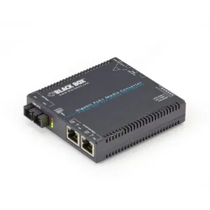 Black Box LGC5212A LGC5200 Series Gigabit Ethernet PoE+ Media Converter - 10/100/1000-Mbps Copper to 100/1000-Mbps Singlemode Fiber, 1310nm, 15km, SC
