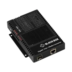 Black Box LGC5600A Gigabit Ethernet (1000 Mbps) PoE++ Media Converter, 10/100/1000 Mbps Copper to 1000 Mbps Fiber SFP