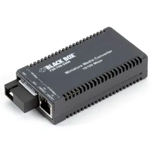 Black Box LHC043A-R4 MultiPower Miniature Fast Ethernet Media Converter -10/100-Mbps Copper to 100-Mbps Simplex Singlemode Fiber, 1550/1310nm, 2km, SC