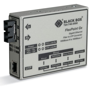 Black Box LMC1009A-R3 FlexPoint Gigabit Ethernet (1000-Mbps) Media Converter - 1000-Mbps Copper to 1000-Mbps Singlemode Fiber, 1310nm, 10km, LC