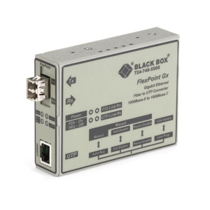 Black Box LMC1012A FlexPoint Gigabit Ethernet (1000-Mbps) Media Converter - 1000-Mbps Copper to 1000-Mbps Multimode Fiber, 850nm, 0.3km, LC