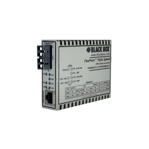 Black Box LMC1017A-SMSC FlexPoint Gigabit Ethernet (1000-Mbps) Media Converter - 10/100/1000-Mbps Copper to 1000-Mbps Singlemode Fiber 1310nm 12km SC