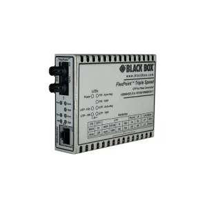 Black Box LMC1017A-SMST FlexPoint Gigabit Ethernet (1000-Mbps) Media Converter - 10/100/1000-Mbps Copper to 1000-Mbps Singlemode Fiber 1310nm 12km ST