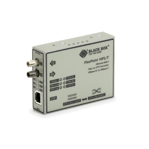 Black Box LMC212A-MM-R3 FLEXPOINT Ethernet (10 Mbps) Media Converter, 10 Mbps Copper to 10 Mbps Multimode Fiber, 850nm, 2km