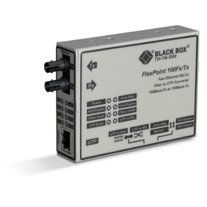 Black Box LMC213A-MMST-R2 FlexPoint Fast Ethernet (100-Mbps) Media Converter - 100-Mbps Copper to 100-Mbps Multimode Fiber, 1310nm, 5km, ST