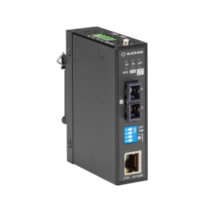 Black Box LMC282A LMC280 Series Fast Ethernet (100-Mbps) Industrial Media Converter - 100-Mbps Copper to 100-Mbps Singlemode Fiber, 1310nm, 30km, SC
