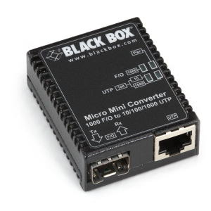Black Box LMC4000A MICRO MINI Gigabit Ethernet (1000 Mbps) Media Converter, 10/100/1000 Mbps Copper to 1000 Mbps Fiber SFP