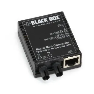 Black Box LMC4003A Micro Mini Gigabit Ethernet (1000-Mbps) Media Converter - 10/100/1000-Mbps Copper to 1000-Mbps Singlemode Fiber 1310nm 12km