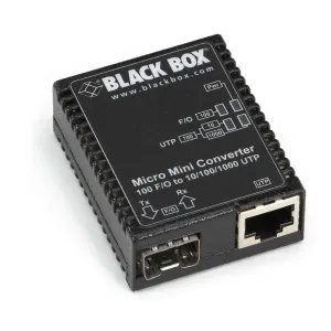 Black Box LMC400A Micro Mini Fast Ethernet (100-Mbps) Media Converter - 10/100/1000-Mbps Copper to 100-Mbps Fiber SFP