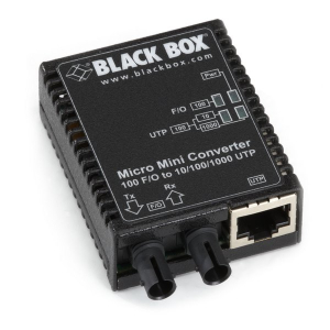 Black Box LMC401A MICRO MINI Fast Ethernet (100 Mbps) Media Converter, 10/100/1000 Mbps Copper to 100 Mbps Multimode Fiber, 1310nm, 5km