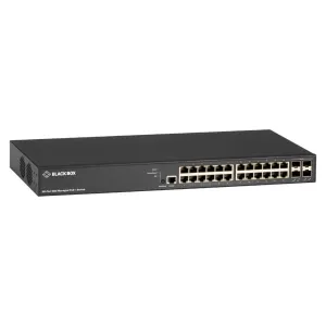Black Box LPB3028A LPB3000 Series Gigabit Ethernet (1000-Mbps) Managed PoE+ Switch - (24) 10/100/1000-Mbps Copper RJ45 PoE+ (4) 1G/10G SFP+