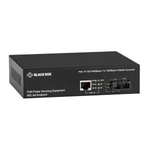 Black Box LPS500A-MM-SC-R3 LPS500 Series Gigabit Ethernet (1000-Mbps) PoE Media Converter - 10/100/1000-Mbps Copper to 1000-Mbps Multimode Fiber 850nm
