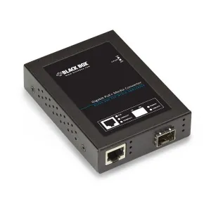 Black Box LPS535A-SFP Gigabit Ethernet (1000 Mbps) PoE+ Media Converter, 10/100/1000 Mbps Copper to 1000 Mbps Fiber SFP