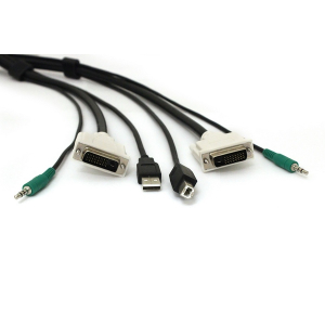 Black Box SKVMCBL-DVI-06 Secure KVM Cable - Each End (1) USB (1) Dual-Link DVI (1) 3.5mm Audio 6-ft. (1.8-m)