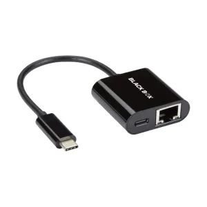 Black Box VA-USBC31-RJ45C USB-C Adapter - USB-C to Gigabit Ethernet Adapter with Power Delivery 10/100/1000 Mbps 1 Gbps 100W (20V 5A) PD 3.0