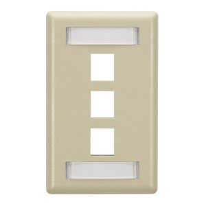 Black Box WPT466 Keystone Wallplate Single-Gang 3-Port Ivory GSA TAA