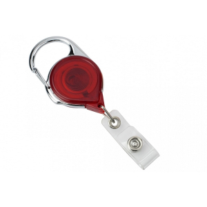 Brady People ID 704-TR-RED Translucent Red Carabiner Reel with Strap - 25 pcs