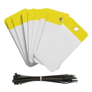 Brady 102010 Self-Laminating Blank Tags, Abrasion-Resistant, Water-Resistant, Polyester, 5 in H x 3.25 in W, Yellow, Pack of 25 Tags