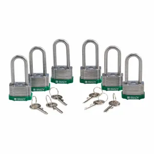 Brady 118976 Steel Green Lockout Padlocks w 2 in Shackle