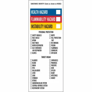 Brady 121147 "Health Hazard Flammability Hazard Instability Hazard" Labels Vinyl Black Blue Red Yellow on White 8" x 3"