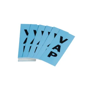 Brady 176247 "VAP" Ammonia (IIAR) Pipe Marker Label Kit Replenishment Labels Polyester with Polyester Overlaminate Blue 4" x 2"