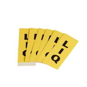 Brady 176249 "LIQ" Ammonia (IIAR) Pipe Marker Label Kit Replenishment Labels Polyester with Polyester Overlaminate Yellow 4" x 2"