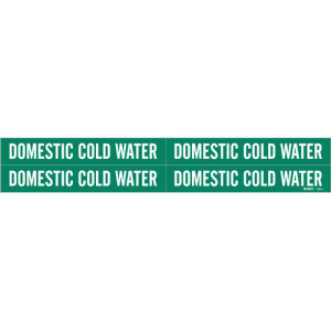 Brady 87701 Self-Sticking Vinyl Pipe Marker, Domestic Cold Water, Green, Vinyl, 1.125 in W, 7 in L