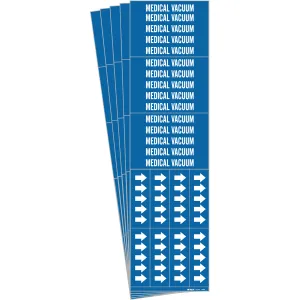 Brady 7185-3C-PK 2.25 in H x 2.75 in W for Pipes 0.25-0.75 in OD White on Blue Vinyl, "Medical Vacuum" Pipe Marker, Pack of 5 Cards
