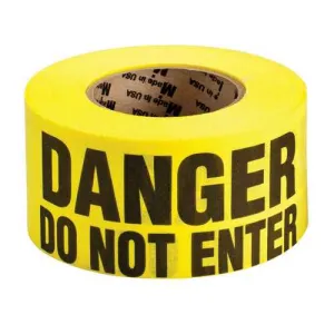 Brady 91087 Re-Pulpable Danger Barricade Tape, 3 in x 135 ft, Black on Yellow, Biodegradable Cotton, "DANGER DO NOT ENTER" Legend