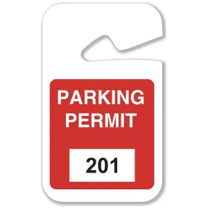 Brady 96272 4.75 in H x 2.75 in W Red Vinyl, Rearview Mirror Hanging Tags, Number Sequence "Parking Permit 201-300"
