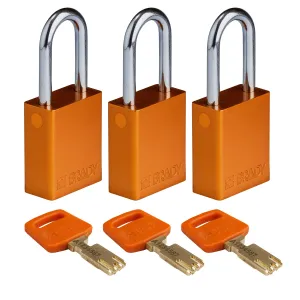 Brady ALU-ORG-38ST-KA3PK SafeKey Aluminum Lockout Padlocks, Orange