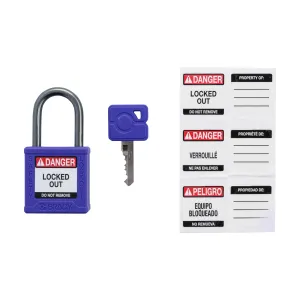 Brady CPPL-PRP-25AL-KD Velocity Compact Safety Lockout Padlock (Nylon Body & Aluminum Shackle) - Purple Keyed Different 1" Shackle Clearance