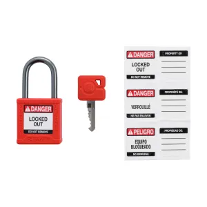 Brady CPPL-RED-25AL-KD Velocity Compact Safety Lockout Padlock (Nylon Body & Aluminum Shackle) - Red Keyed Different 1" Shackle Clearance