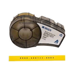 Brady M21-187-C-342-YL PermaSleeve Heat Shrink Wire and Cable Labels with Ribbon for M210, M211, BMP21-PLUS Printers - 3/16" Dia, Black on Yellow