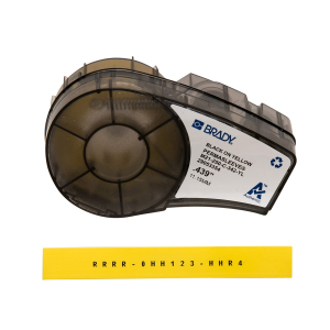 Brady M21-250-C-342-YL PermaSleeve Heat Shrink Wire and Cable Labels with Ribbon for M210, M211, BMP21-PLUS Printers - 1/4" Dia, Black on Yellow