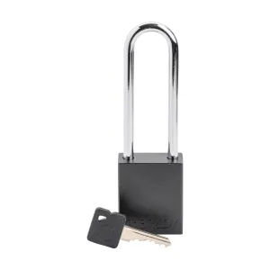 Brady SDAL-BLK-76ST-KD Velocity Safety Lockout Padlock (Aluminum Body & Steel Shackle) - Black Keyed Different 3" Shackle Clearance