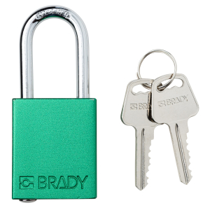 Brady SDAL-GRN-38ST-KD Aluminum Safety Lockout Padlock - Keyed Different, Green, Steel Shackle