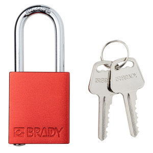 Brady SDAL-RED-38ST-KD Aluminum Safety Lockout Padlock - Keyed Different, Red, Steel Shackle