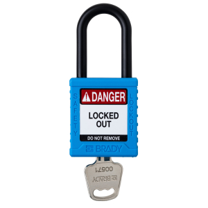 Brady SDPL-BLU-38PL-KD Nylon Safety Lockout Padlock - Keyed Different, Blue, Plastic Shackle