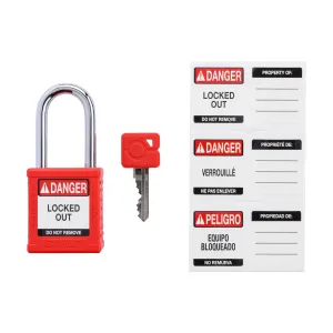 Brady SDPL-RED-38ST-069 Velocity Plus Safety Lockout Padlock (Nylon Body & Steel Shackle) Keyed Alike Set - Red 1.5" Shackle Key Code 069