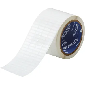 Brady THT-14-423-10 Harsh Environment Multi-Purpose Polyester Labels for 3" Core Printers - 0.2" x 0.65", White, 4 per Row, 10000 per Roll
